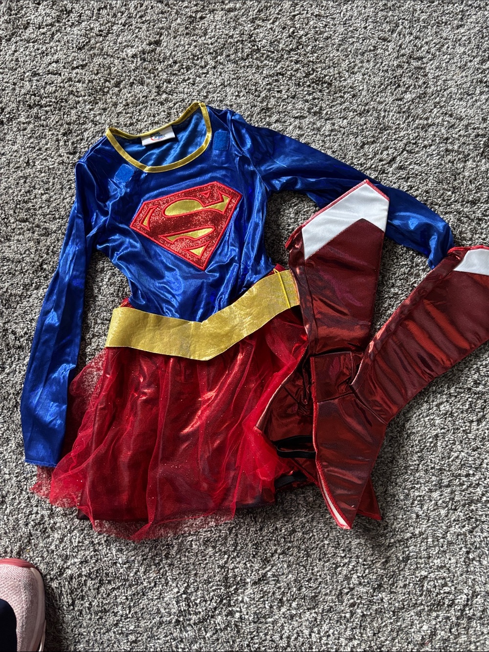 Supergirl Costume Dress with Boots - Blue & Red